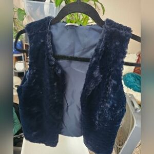 Wonder Nation Dark Blue Faux Fur Vest Girls 14/16